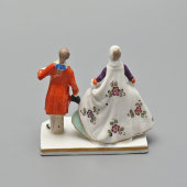 Статуэтка-миниатюра «Галантная сцена: дама и кавалер», фарфор, Эрнст Боне и сыновья (Ernst Bohne & Söhne), Тюрингия, Германия, 1900-1910 гг.