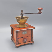 Старинная механическая кофемолка, мельница , дерево, латунь, R. Z. Zassenhaus, Германия, 1930-е