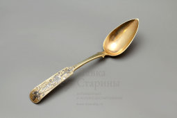 Столовая, десертная ложка, серебро 84 пробы с чернью, Россия, 19 в.