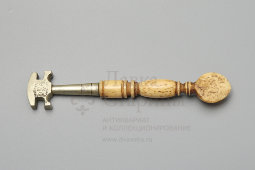 Старинный стеклорез с резной ручкой из кости, клеймо А. Бабушкинъ, Россия, до 1917 г.