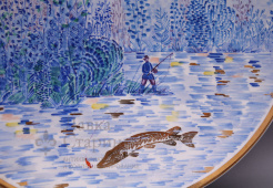 Авторская настенная тарелка «Разлив», Вербилки, 1978 г., форма А. Харитонова, художник А. Коновалов, фарфор, живопись.