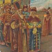 Большое антикварное пасхальное яйцо-шкатулка в русском стиле, дерево, Россия, 19 в.