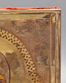 Старинная икона Божией Матери «Богородица Казанская» в латунном окладе, Россия, кон. 19 в.