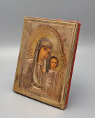 Старинная икона Божией Матери «Богородица Казанская» в латунном окладе, Россия, кон. 19 в.