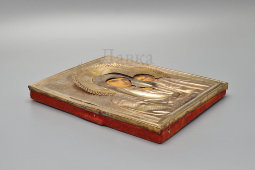 Старинная икона Божией Матери «Богородица Казанская» в латунном окладе, Россия, кон. 19 в.