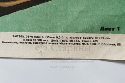 Производственный плакат «Берегись поражения током при работе с электроинструментом!», художник Бирюков А., изд-во МСХ СССР, Москва, 1960 г.