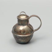 Старинный маленький кувшинчик с крышкой для сливок, сливочник, медь, серебрение, W. A. Ltd., Великобритания, кон. 19, нач. 20 вв.