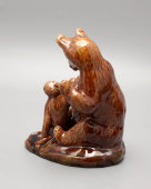 Статуэтка по басне Крылова И. А. «Зеркало и обезьяна», керамика, старая Гжель