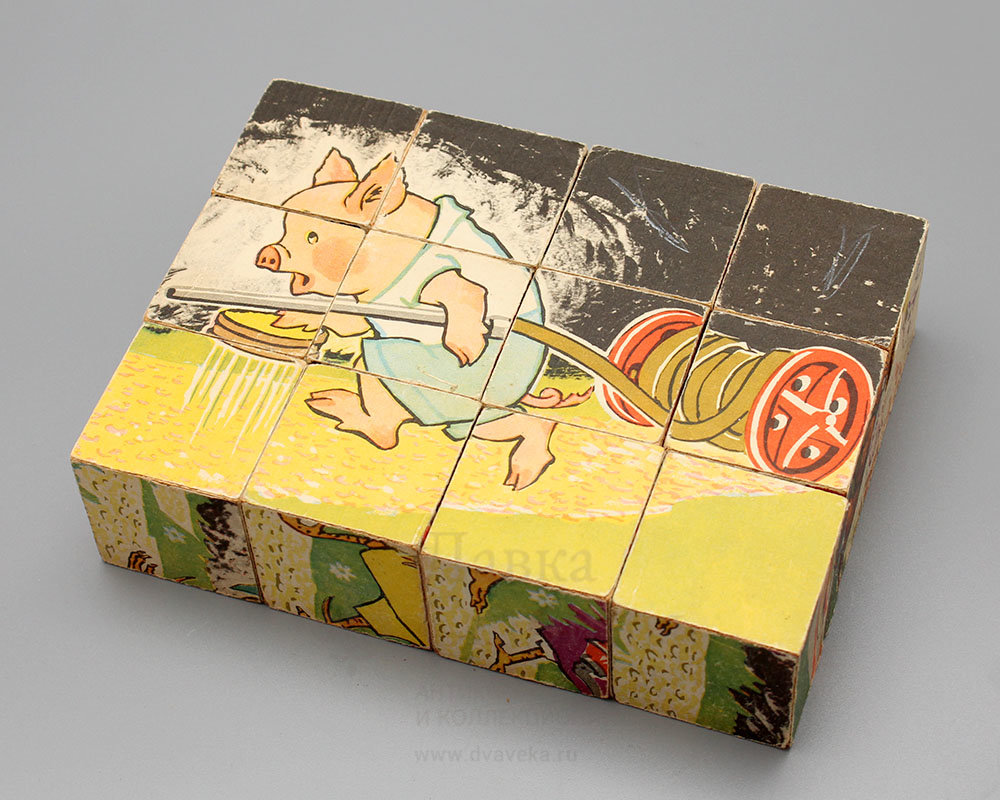 Купить советскую детскую развивающую игру в кубики «Кошкин дом»