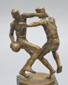 Бронзовая статуэтка на мраморной подставке «Баскетболисты», СССР, 1980-е