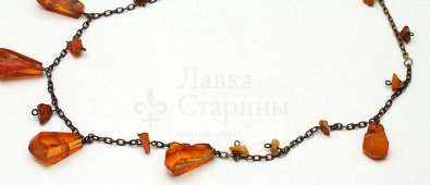 Янтарное винтажное ожерелье, натуральный камень, СССР, 1950-70 гг.