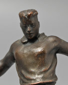 Советская спортивная скульптура «Футболист» на мраморной подставке, бронза, 1950-60 гг.