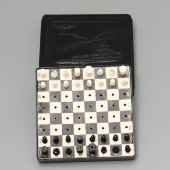 Советская настольная игра, маленькие дорожные сувенирные шахматы «Аэрофлот», карболит, 1980-е