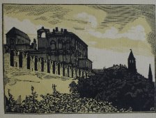 Старая советская гравюра «Александровский сад», гравер Павлов И. Н., 1924 г.