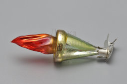 Винтажная новогодняя игрушка на прищепке «Факел», стекло, СССР, 1970-е