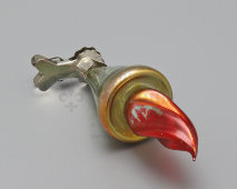 Винтажная новогодняя игрушка на прищепке «Факел», стекло, СССР, 1970-е