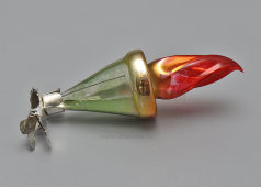 Винтажная новогодняя игрушка на прищепке «Факел», стекло, СССР, 1970-е