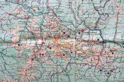 Большая советская карта для высших учебных заведений «Донецкий бассейн» (угледобыча Донбасс), бумага, Главное Управление геодезии и картографии МВД, Москва, 1954 г.