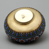 Серебряная солонка с эмалями, серебро 88 пробы, Овчинников, Россия, 1893 г.