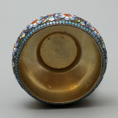 Серебряная солонка с эмалями, серебро 88 пробы, Овчинников, Россия, 1893 г.