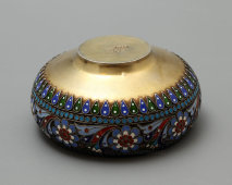 Серебряная солонка с эмалями, серебро 88 пробы, Овчинников, Россия, 1893 г.