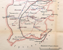 Старинная карта Сувалкской губернии (Польша), картографич. зав. П. Ф. Петш, Санкт-Петербург, к. 19, н. 20 вв.