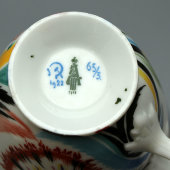 Чашка с блюдцем в цветочной росписи, дореволюционное белье, роспись 1922 г.