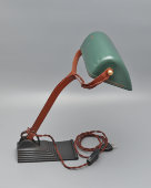 Винтажная настольная лампа нотариуса, банкира в стиле ар-деко «Horax», металл, чугун, Германия, 1930-е