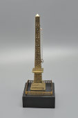 Старинный кабинетный ртутный термометр, сувенир Гран-тура «Луксорский обелиск», бронза, каменное основание, Франция, к. 19 в.