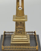 Старинный кабинетный ртутный термометр, сувенир Гран-тура «Луксорский обелиск», бронза, каменное основание, Франция, к. 19 в.