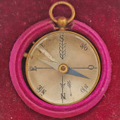 Старинный карманный компас в футляре, Европа, 19 в.