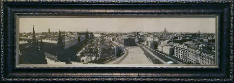 Панорамное советское фото большого размера 1950-х «Москва. Манежная площадь. Александровский сад»