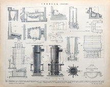 Старинная гравюра «Металлургия: свинец», бумага, Брокгауз и Ефрон​, Санкт-Петербург, 1900-е