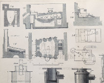 Старинная гравюра «Металлургия: свинец», бумага, Брокгауз и Ефрон​, Санкт-Петербург, 1900-е