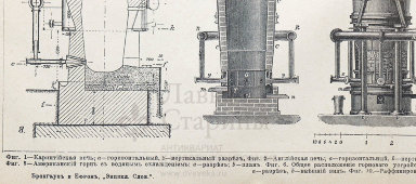 Старинная гравюра «Металлургия: свинец», бумага, Брокгауз и Ефрон​, Санкт-Петербург, 1900-е