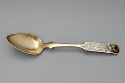 Столовая ложка с растительным орнаментом, русское серебро 84 пробы, чернь, Россия, 1842 г.