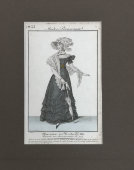 Старинная гравюра «Парижcкая мода: дама с зонтиком», багет, стекло, Франция, 19 в.