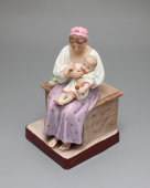 Антикварная статуэтка «Крестьянка, кормящая младенца», бисквит, Гарднер, 19 в.