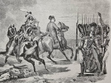 Гравюра в паспарту «Наполеон перед войсками в битве при Йене» (Bataille d'Iena), Гораций Верне, Европа, 19 в.
