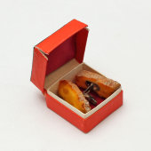 Винтажные советские запонки с натуральным янтарем в коробке, белый металл, Рига, 1958-60 гг.