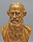 Старинный кабинетный бюст «Лев Николаевич Толстой», металл, камень, Россия, нач. 20 в.