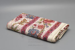 Большая старинная скатерть «Красно-синие цветы», Трёхгорная мануфактура, г. Москва, 1-я четв. 20 в.