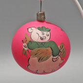 Советская новогодняя ёлочная игрушка-шар «Три поросёнка», стекло, г. Москва, 1930-40 гг.