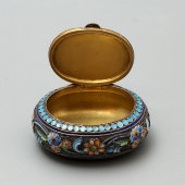 Серебряная шкатулка с эмалью, серебро 84 пробы, эмаль