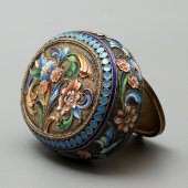 Серебряная шкатулка с эмалью, серебро 84 пробы, эмаль