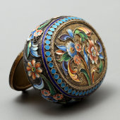 Серебряная шкатулка с эмалью, серебро 84 пробы, эмаль