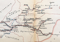 Старинная карта Кутаисской губернии (Грузия), картографич. зав. П. Ф. Петш, Санкт-Петербург, к. 19, н. 20 вв.