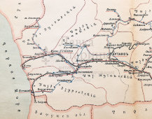 Старинная карта Кутаисской губернии (Грузия), картографич. зав. П. Ф. Петш, Санкт-Петербург, к. 19, н. 20 вв.