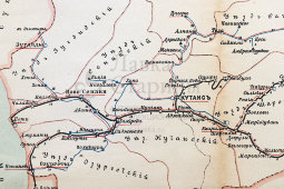 Старинная карта Кутаисской губернии (Грузия), картографич. зав. П. Ф. Петш, Санкт-Петербург, к. 19, н. 20 вв.