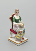 Статуэтка-миниатюра «Рукодельница», фарфор, Эрнст Боне и сыновья (Ernst Bohne & Söhne), Тюрингия, Германия, 1900-1910 гг.